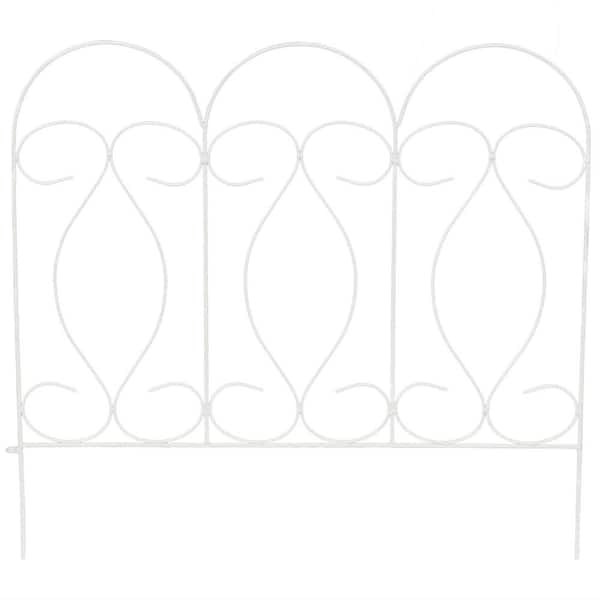 Sunnydaze Decor 24 in. Tall x 24 in. W White Steel Traditional Border Fence Set (5-Piece)