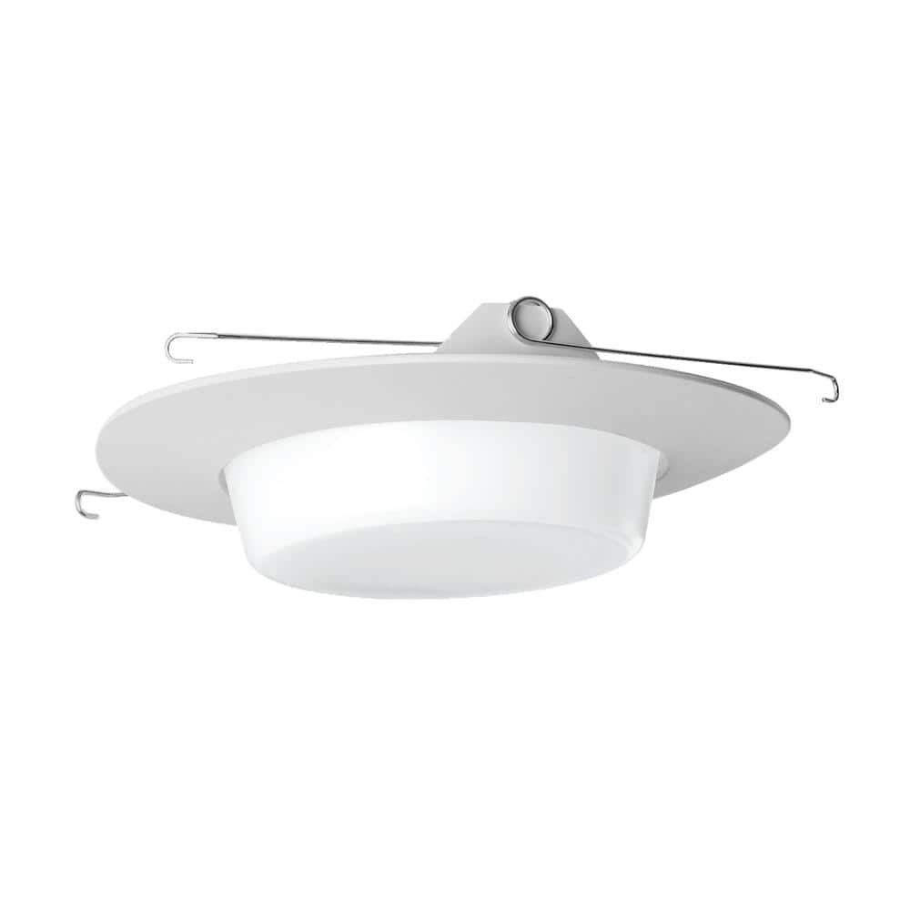 6-Inch White Glass Recessed Shower Trim with Opal Lens