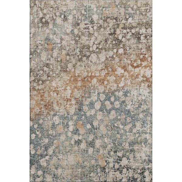 Mayfield Premium Machine Washable Abstract AMF2113 Putty 3 ft. x 5 ft. Area Rug