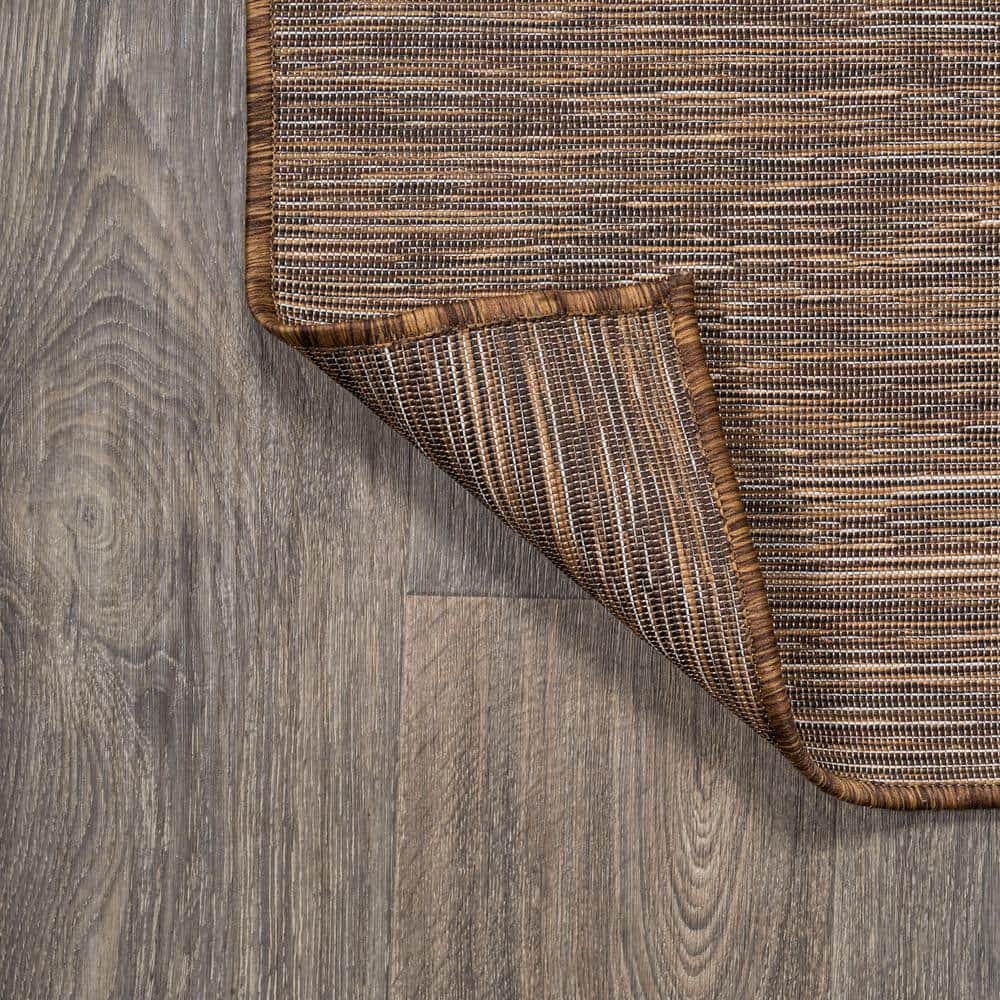 Modern Flatweave Solid Brown Synthetic Area Rug - Easy Care