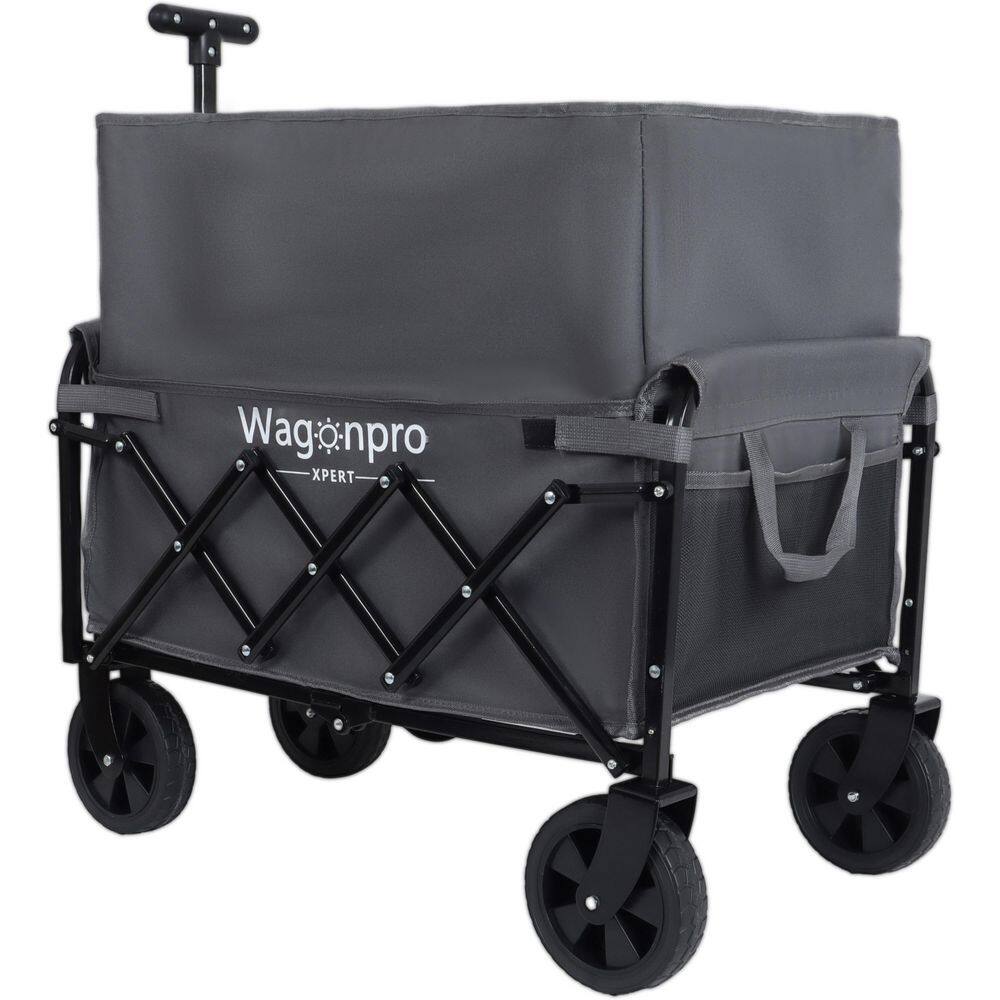 Gray 3 cu. ft. Steel Garden Cart, Expandable Dual-Layer Utility Wagon for Camping, Shopping, Sports, Gardening, Fishing price history on PriceWatchPro