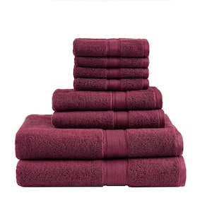 800GSM 8-Piece Burgundy 100% Cotton Towel Set