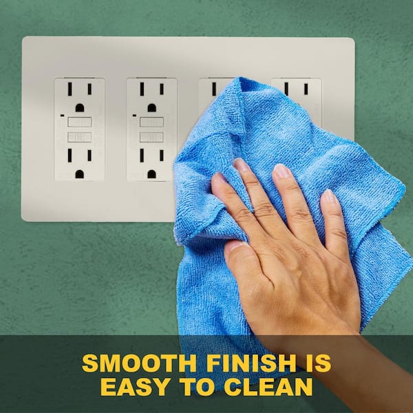 4-Gang Decorator Screwless Wall Plate, GFCI Outlet/Rocker Light Switch Cover, White (3-Pack)