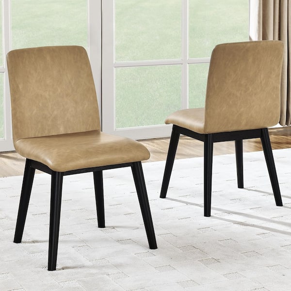 Steve Silver Vida Sand Fuax Leather Black Wood Side Chair