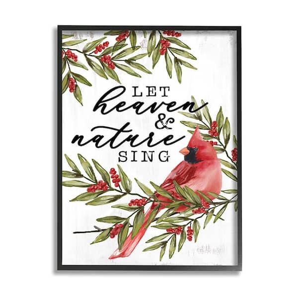 Stupell Industries Festive Phrase Cardinal by Dogwood Portfolio 1-Piece Framed Graphic Print Animal Poster Art Print 20 in. x 16 in.