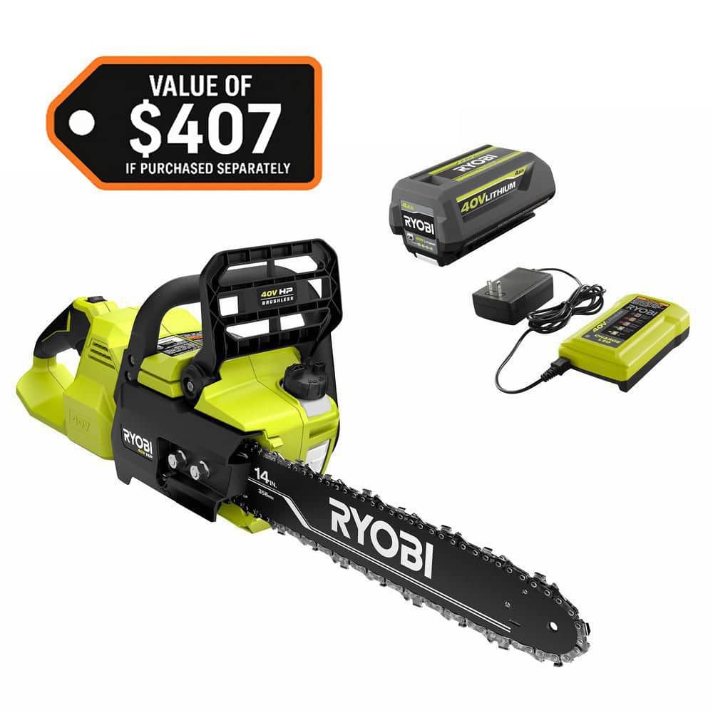 40V HP Brushless 14 in. Battery Chainsaw with 4.0 Ah Battery and Charger