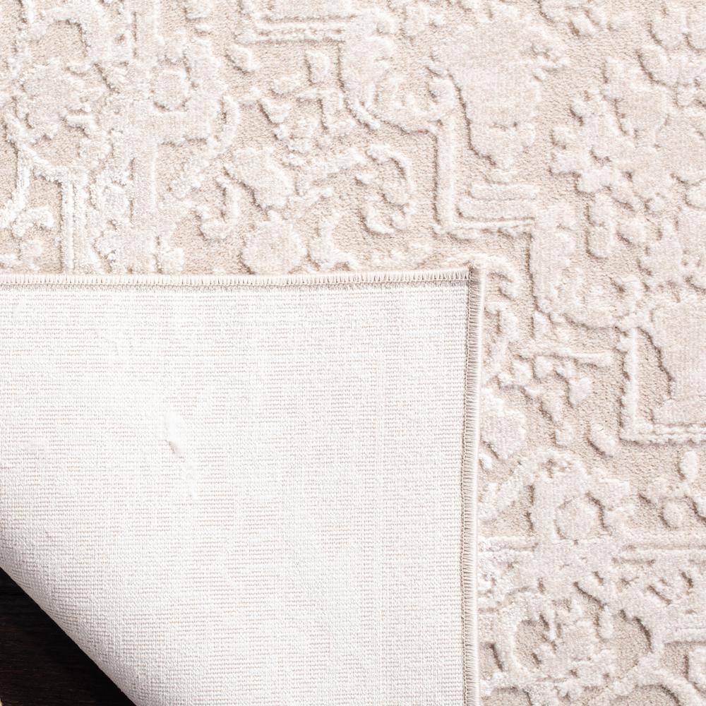 Ivory Floral Hand-Knotted Synthetic Square Area Rug