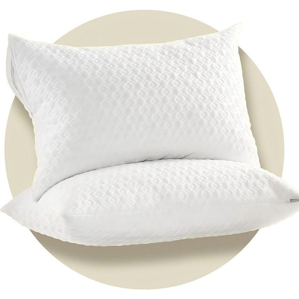 20 in. x 36 in. Waterproof Polyester Zippered Pillow Protector, Premium Pillowcase Encasement for Better Sleep (2-Pack)