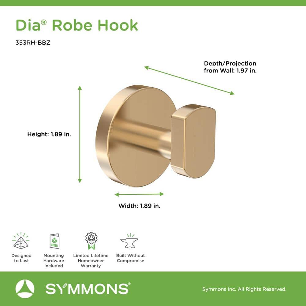 Brushed Bronze Metal Wall Mounted Robe Hook