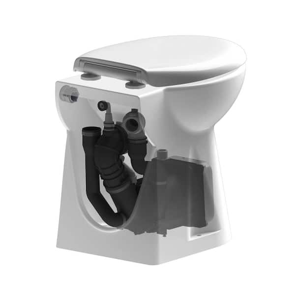 SaniCompact 4C 1-Piece 1.28/1 GPF Dual Flush Elongated Toilet in White with Built-In 1/2 HP 115-Volt Macerator Pump