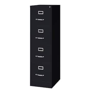 22 in. D 4-Drawer Black Metal Letter Width 15 in. W Vertical File Cabinet, Commercial Grade