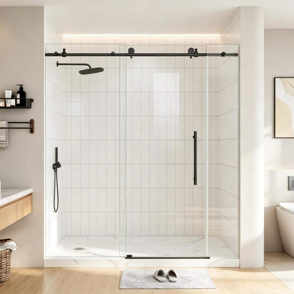73 in. - 78 in. W x 76 in. H Frameless 3-Panel Sliding Shower Door in Matte Black with 1/4 in. Clear Tempered Glass price history on PriceWatchPro