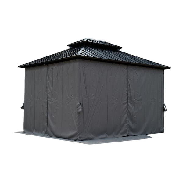 10 ft. x 10 ft. Aluminum Outdoor Hardtop Gazebo, Double Vent Canopy and Drainage System for Patio, Garden, Backyard