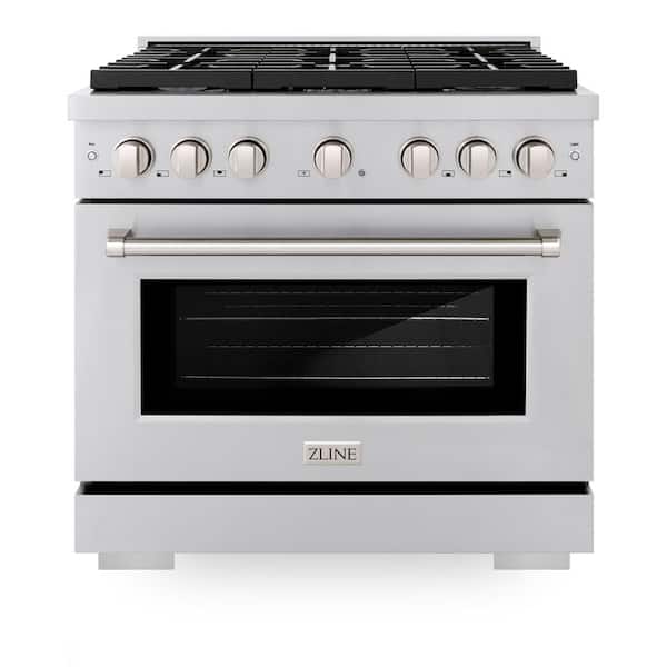 36 in. 6 Burner Freestanding Gas Range with Convection Gas Oven in Stainless Steel