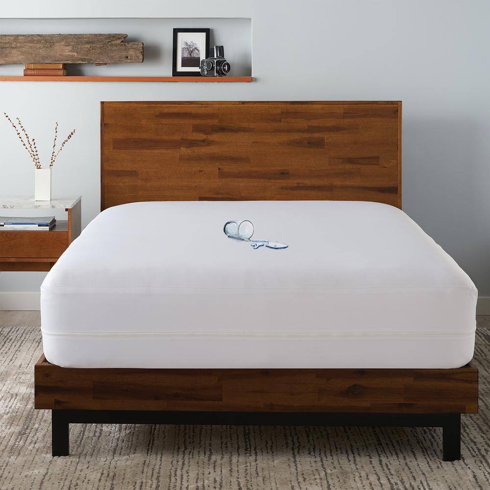 Twin White Waterproof Allergy-Free Zipper Mattress Encasement