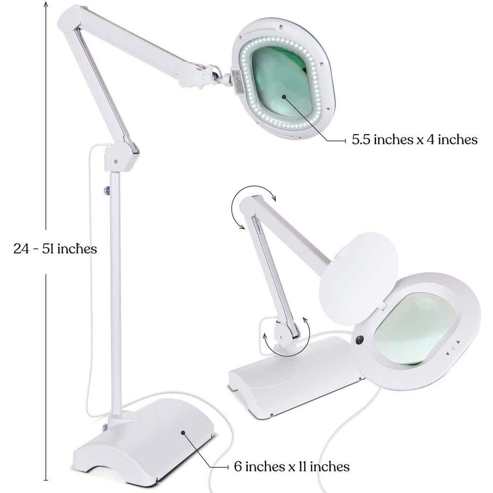 White Adjustable Arc Energy Star Magnifying Floor Lamp