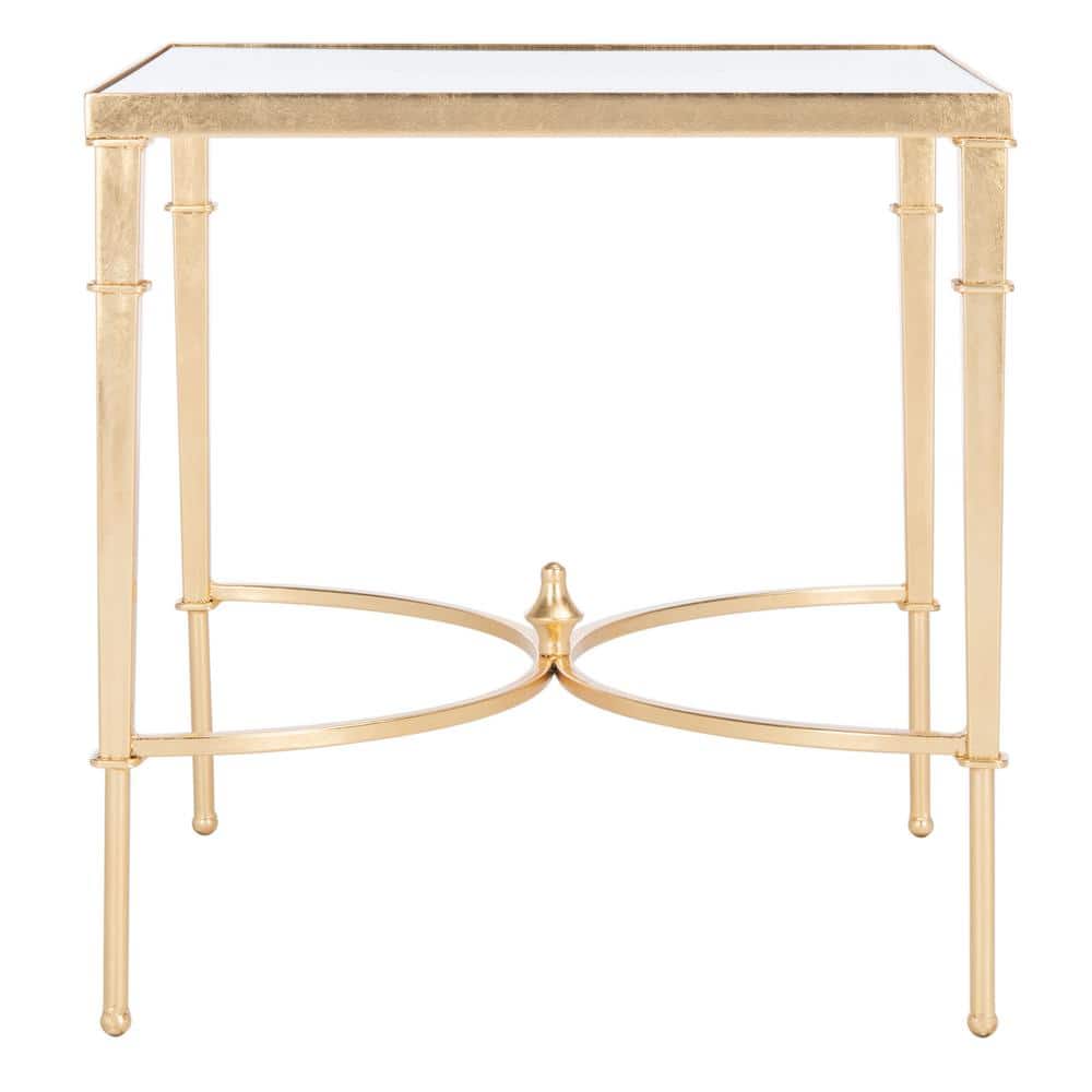 Mendez Gold Leaf Glass Top Square Accent Table