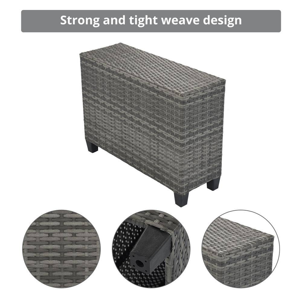 Gray 8-Piece Steel Frame Wicker Outdoor Sectional Sofa Set