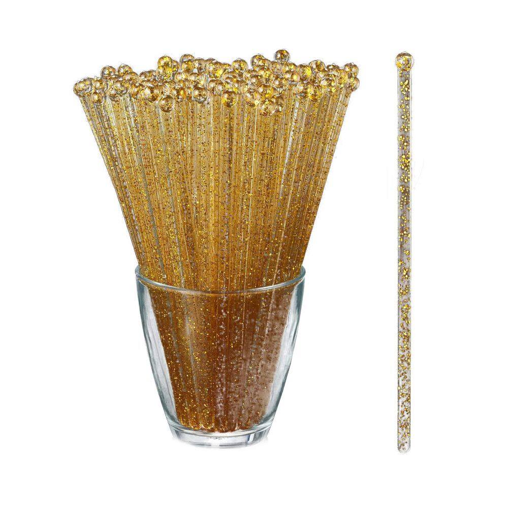 Gold Glitter Clear Gold Family Disposable Plastic Swizzle Sticks Cake Pops Cocktail Drink Stirrers (50 Per Case) price history on PriceWatchPro