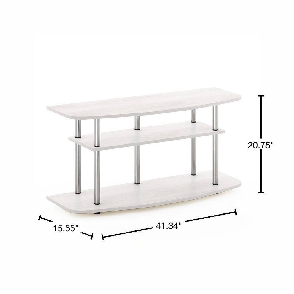 White Oak 3-Tier TV Stand with Metal Tubes