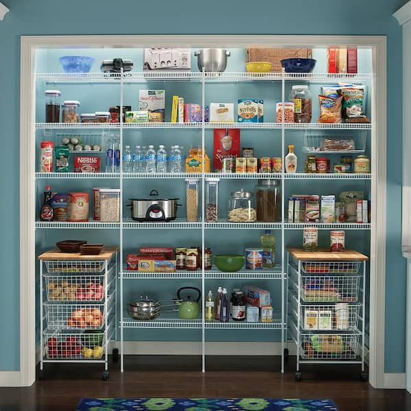 144 in. W x 20 in. D White Steel Close Mesh Ventilated Wall Mounted Wire Shelf