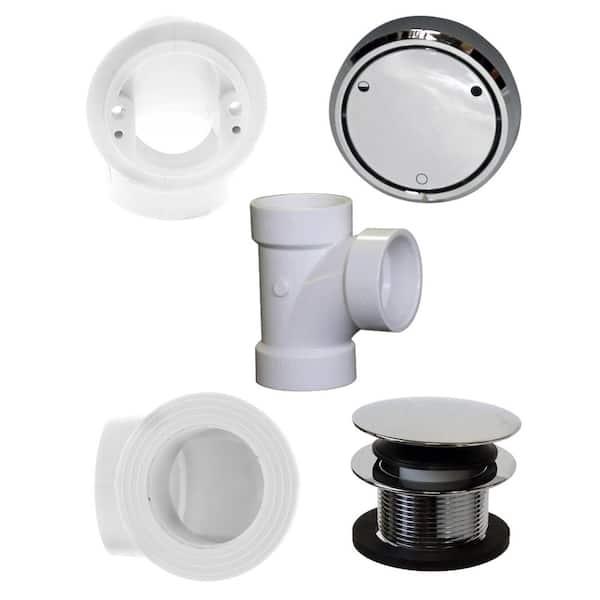 Westbrass Bathtub Trim with Deep Soak Overflow Cover, Tip-Toe Drain and Sch. 40 PVC Fittings - Plumber's Pack, Polished Chrome