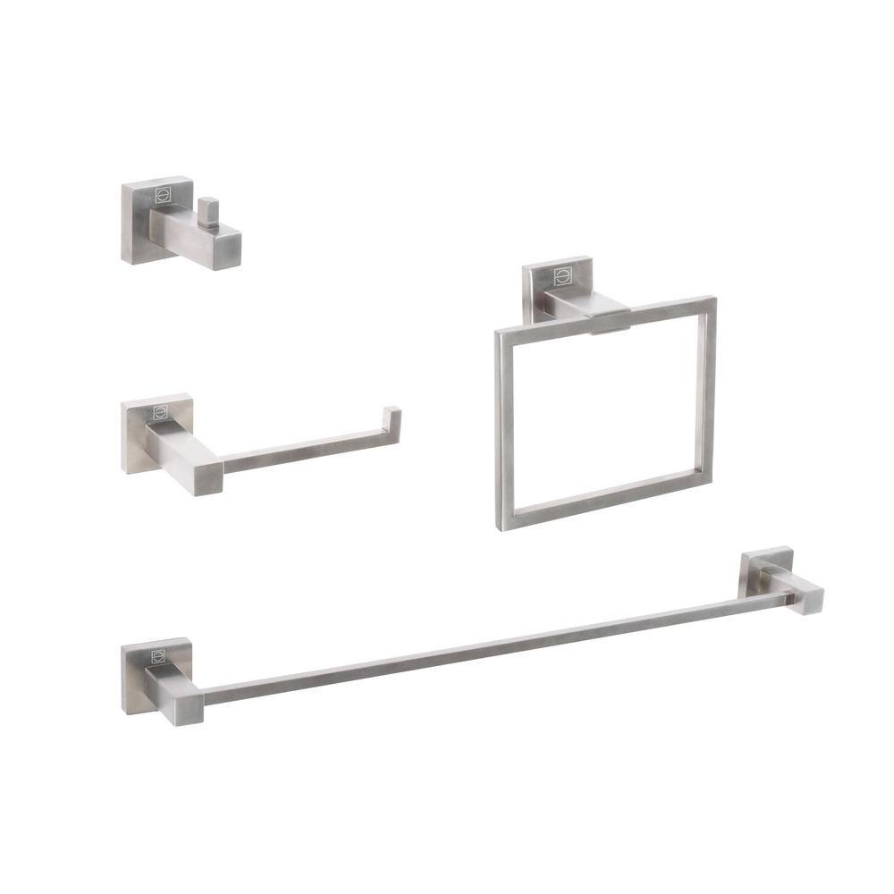 Timeless Home 4-Piece Bath Hardware Set with Mounting Hardware in Brushed N
