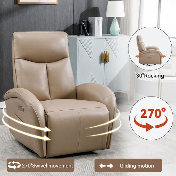 Boyel Living Brown Swivel and Rocker Power Recliner Chair with