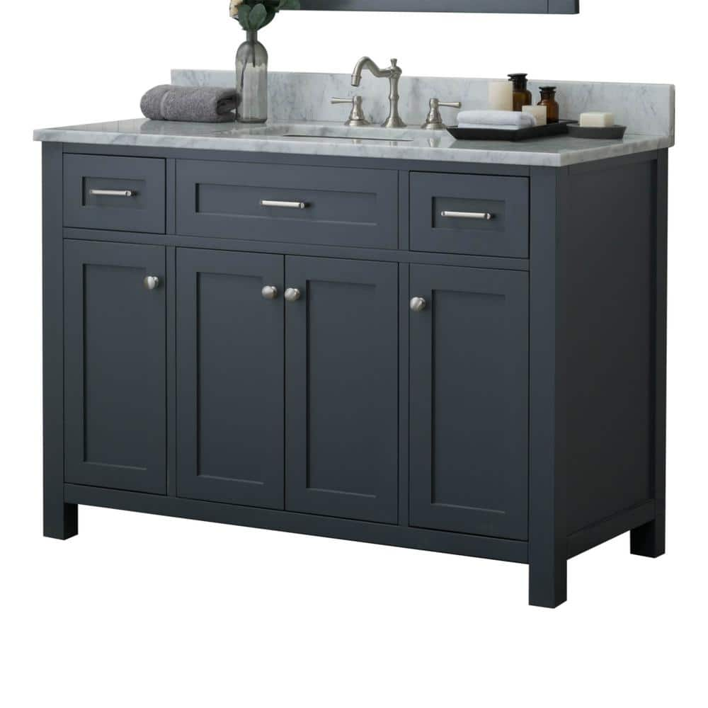 Redmond 48 In W X 342 In H Bath Vanity In Gray With Marble Vanity Top In White With White Basin Hkgb 101 48 G Cwmt The Home Depot