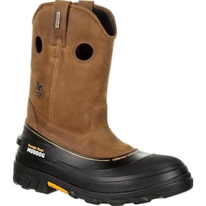 Men's Muddog Waterproof Work Wellington - Composite Toe - Brown Size 10.5(M)