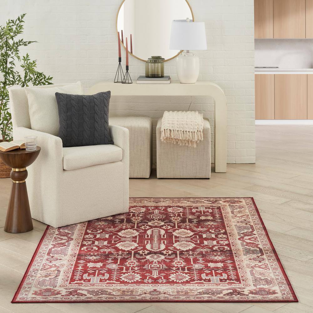 Red and Beige Persian-Inspired Flatweave 5' x 7' Area Rug