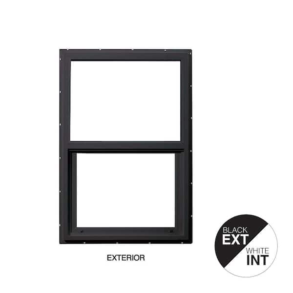 Ply Gem 23.5 in. x 35.5 in. Select Series Single Hung Vinyl Black Window with White Int, HPSC Glass, and Screen