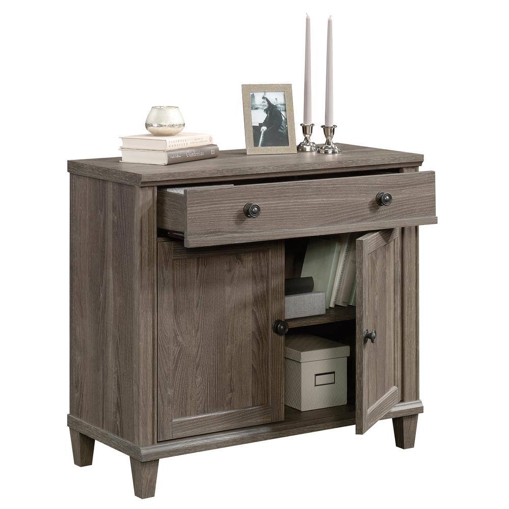 Emery Oak Finish Adjustable Office Library Base with Storage
