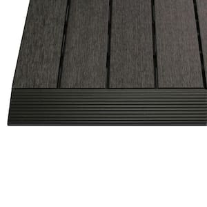 1/6 ft. x 1 ft. Quick Deck Composite Deck Tile Straight Fascia in Hawaiian Charcoal (4-Pieces/Box)