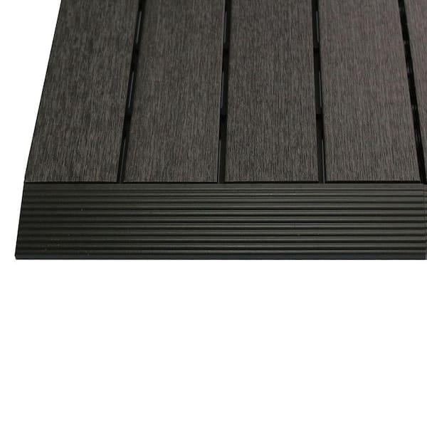NewTechWood 1/6 ft. x 1 ft. Quick Deck Composite Deck Tile Straight Fascia in Hawaiian Charcoal (4-Pieces/Box)