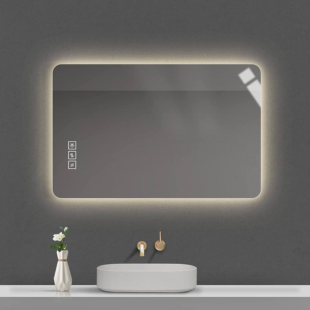 39.5 in. W x 23.6 in. H Large Rectangular Frameless LED Light Anti-Fog Wall Bathroom Vanity Mirror in Silver price history on PriceWatchPro