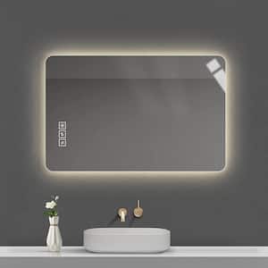 31.5 in. W x 23.6 in. H Large Rectangular Frameless LED Light Anti-Fog Wall Bathroom Vanity Mirror in Silver