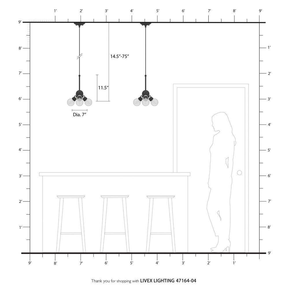 Lansdale 3-Light Black and Brushed Nickel Indoor/Outdoor Pendant