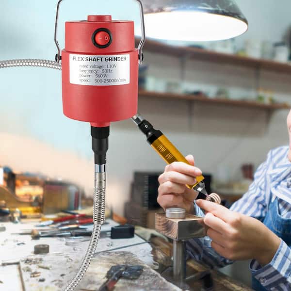 Flex Shaft Corded Grinder 560 Watt with 1/4 in. 3-Jaw Chuck and Foot Pedal 500 to 25000 RPM Carving Drilling Polishing