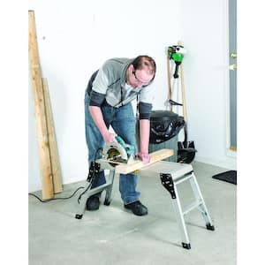 Jobsite Series 39-in. Portable Work Platform, Aluminum Step Stool for Adults and Portable Work Bench with Rubber Feet