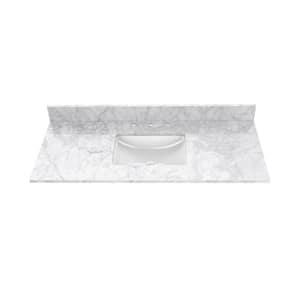 49 in. W x 22 in. D Marble Vanity Top in Carrara White Brouille with White Ceramic Rectangular Single Sink