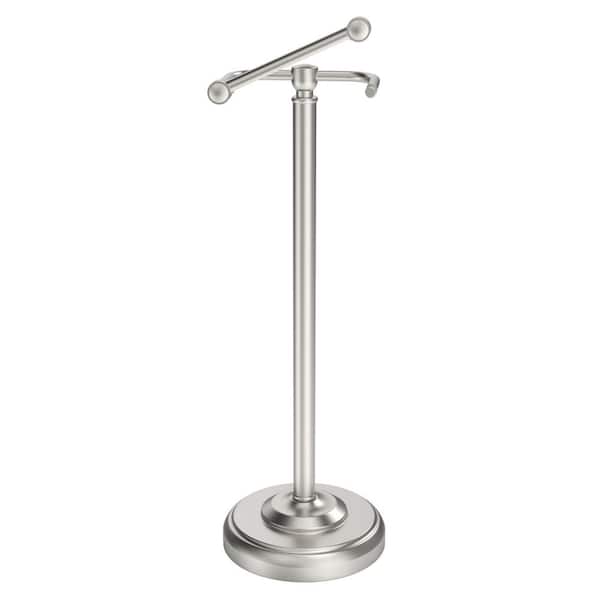 22 in. Stainless Steel Toilet Paper Holder Stand in Brushed Nickel, Post Pivoting Design and Stable Weighted Base