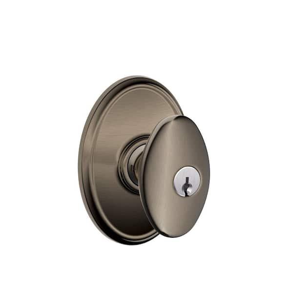 Schlage Siena Antique Pewter Keyed Entry Door Knob with Wakefield Trim