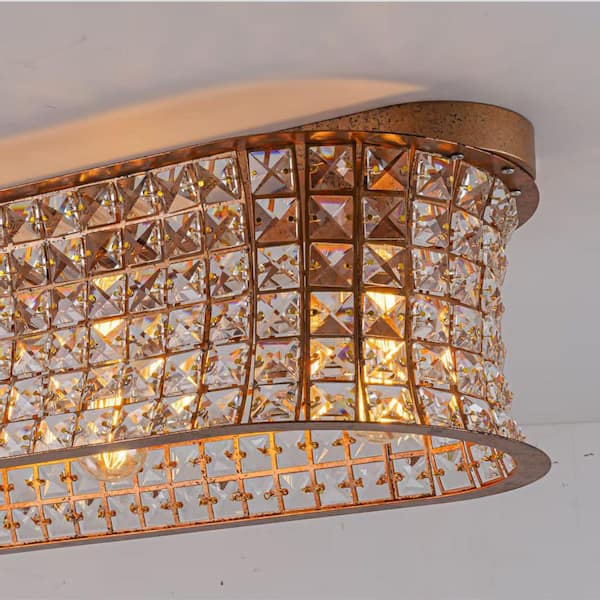 ZYZWMB Elara 35 in. 5-Light Vintage Antique Brass Rectangle