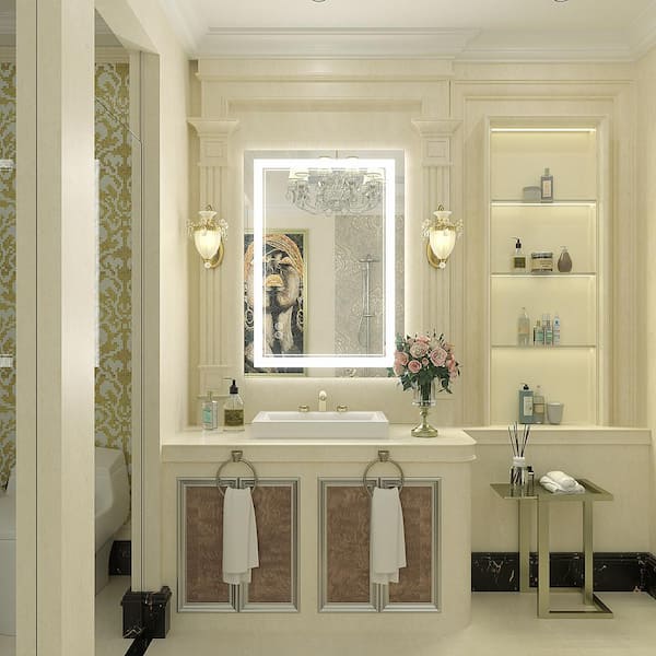 20 in. W x 28 in. H Rectangular Frameless 192 LEDs/m Front Lighted Anti-Fog Tempered Glass Wall Bathroom Vanity Mirror