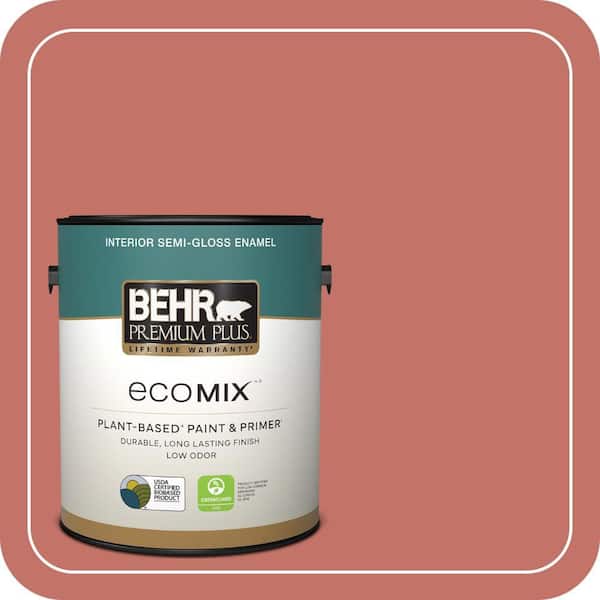 1 gal. #PPU1-05A Red Coral Semi-Gloss Enamel EcoMix Plant-Based Interior Paint & Primer