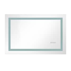 40 in. W x 20 in. H Rectangular Frameless Dimmable Anti-Fog Wall Bathroom Vanity Mirror in White