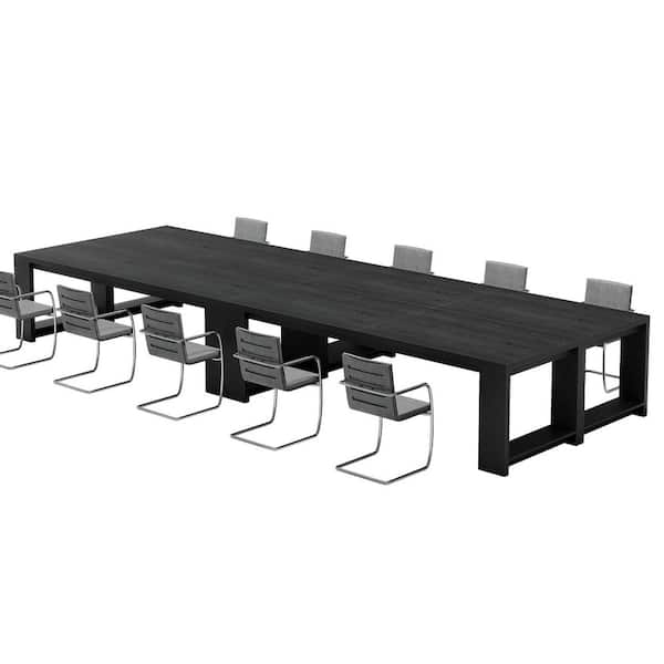 Halseey 86.6 in. Extra Long Double Rectangular Black Wood Computer Desk Home Office School Writing Study 2-Person Table