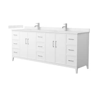 Elan 84 in. W x 22 in. D x 35 in. H Double Bath Vanity in White with Carrara Cultured Marble Top