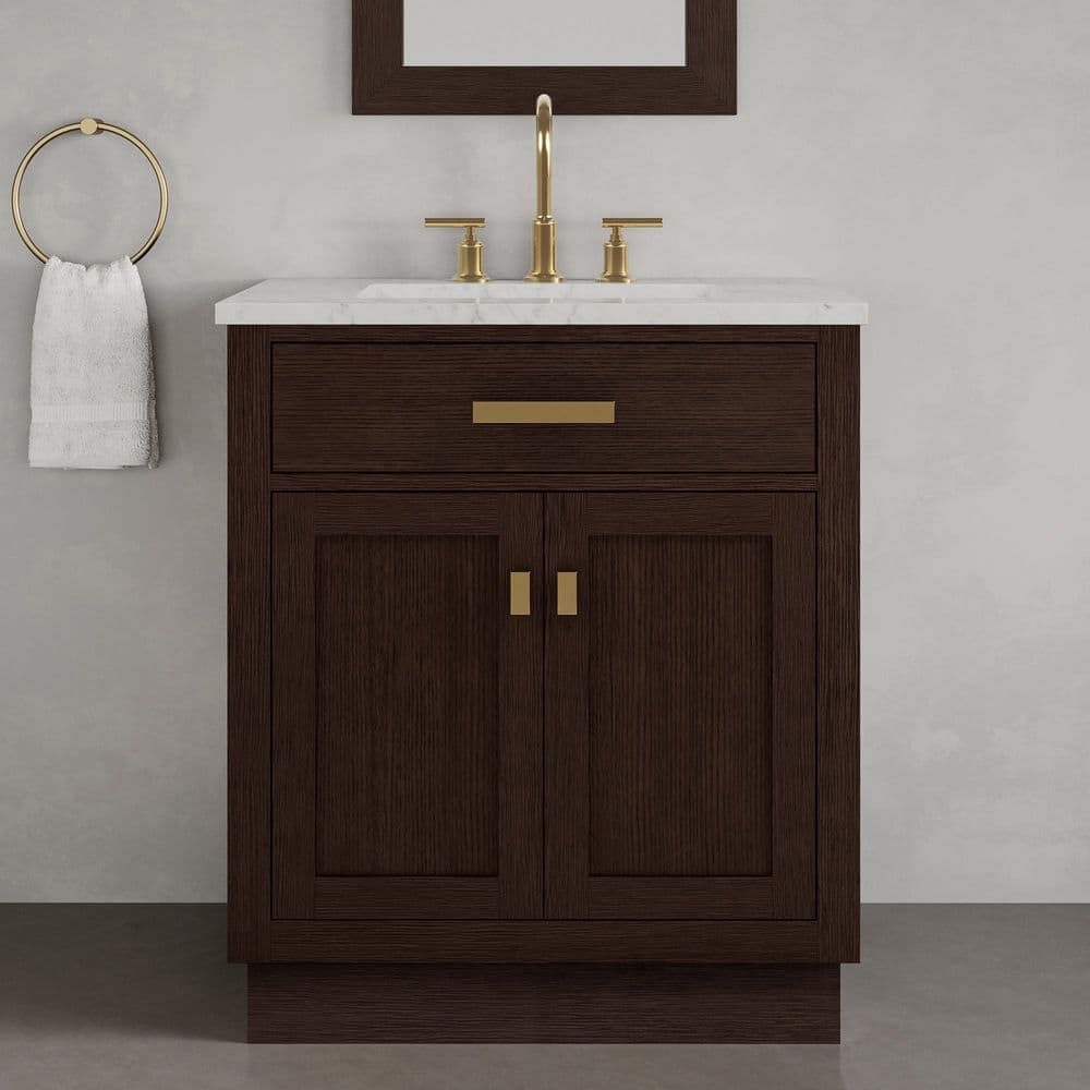 Chestnut Brown Oak Single Bathroom Vanity with Ceramic Sink